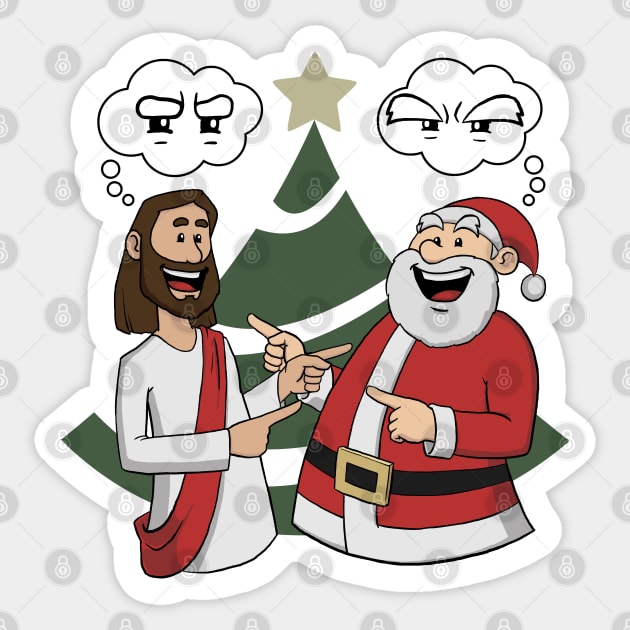 Jesus and Santa Christmas Sticker by thelamboy